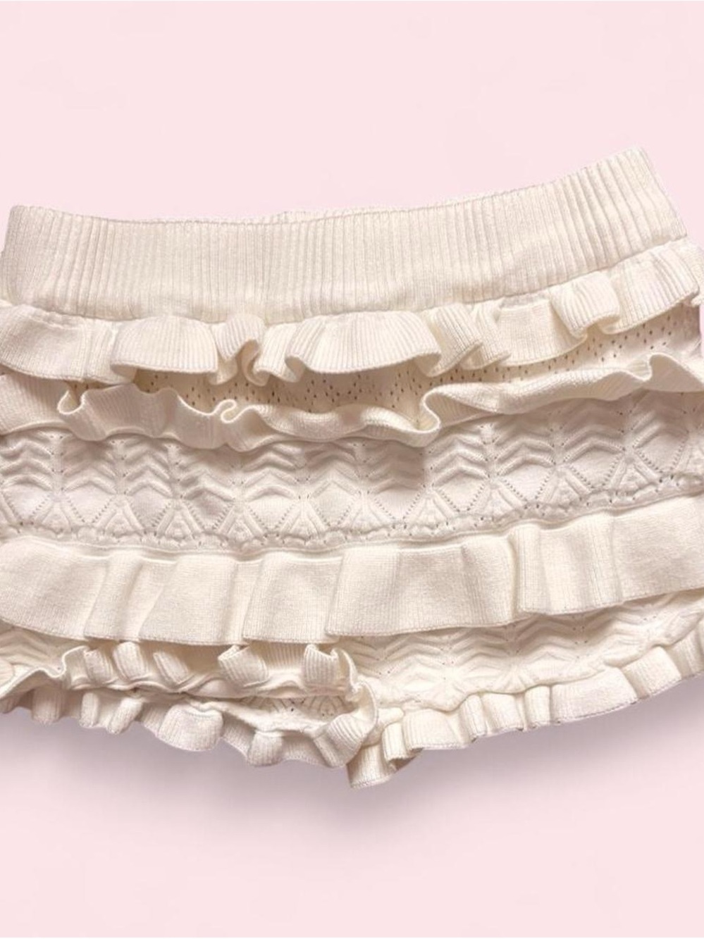 Edikted Cream Ruffle Knit Skort